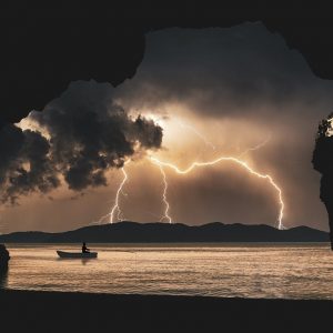 landscape, storm, rays