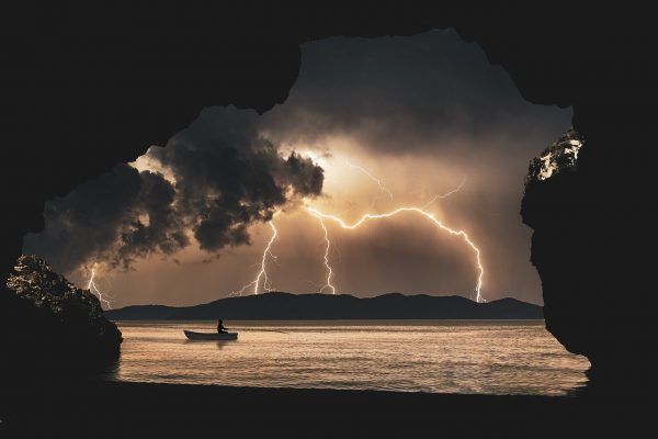 landscape, storm, rays